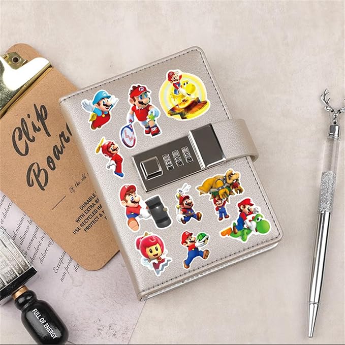100pcs Cartoon Super Mario BROS. Stickers for Kids, Vinyl Waterproof Mario Decal for Water Bottle Laptop Toy Sticker for DIY Decorate Bumper Phone Hard Hat Kids Teens Gifts (Mar100)