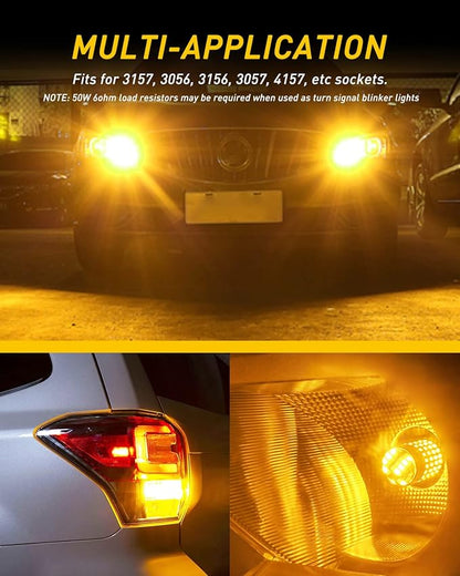 AUXITO 3157 LED Bulbs Amber for Turn Signal Lights, Super Bright 3056 3156 3057 4157 LED Bulbs with Projector for Turn Signal Blinker Reverse Back Up Parking Marker License Plate Lights