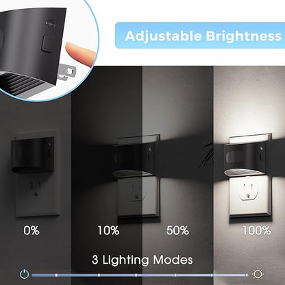 L LOHAS LED Night Light with Motion Sensor & Dusk to Dawn Sensor, Night Lights Plug into Wall with 30-100lm Adjustable Brightness, Dimmable Night Light for Bathroom, 5000K Daylight White, 4 Pack