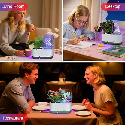 Self-Watering Plant Pot with LED Note Board & 7 Colors Pen, Led Acrylic Message Board with Plant Pot,Dog Board Night Light with Planting Pot for Mother's Day/Children's Day Gifts(No Plant)