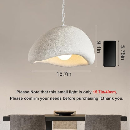 Wabi Sabi Pendant Lights,15.7in White Modern Pendant Light Resin Hanging Lamp Kitchen Island Lighting Modern Japandi Chandelier for Dining Room Bedroom Hallway Restaurant Foyer