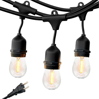 Brightech Ambience Pro 105Ft LED String Lights - 2W Commercial Grade Patio Lighting Outdoor Waterproof - Heavy Duty Dimmable Vintage Edison Porch Lights for Outside, Backyard - 34 Bulbs, Soft White