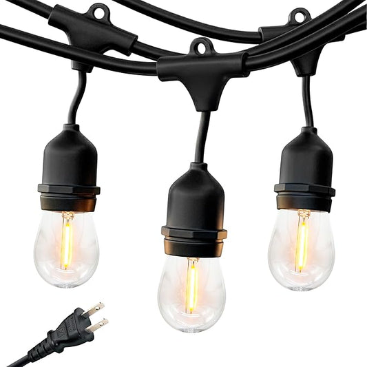 Brightech Ambience Pro 105Ft LED String Lights - 2W Commercial Grade Patio Lighting Outdoor Waterproof - Heavy Duty Dimmable Vintage Edison Porch Lights for Outside, Backyard - 34 Bulbs, Soft White