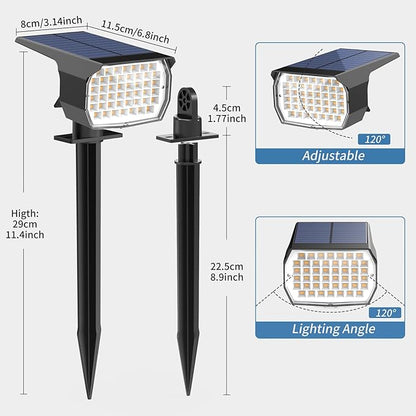 WENATY Solar Spot Lights Outdoor Waterproof IP65, 6 Pack Landscape Spotlights with 46 LEDs, 3 Modes Auto On/Off Solar Powered Flood Lights for Outside Pathway, Yard, Garden, Walkway (Cool White)