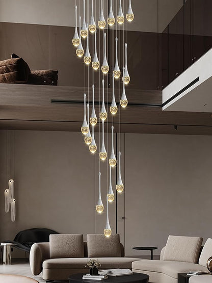 ykolupty 138" Large Crystal Chandelier for High Ceiling Modern K9 Crystal Raindrop Chandeliers Lighting Round Ceiling Light Entryway Staircase Foyer Villa LED Dimmable 2700-6000K