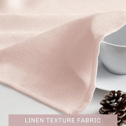 Melodieux Light Pink Semi Sheer Curtain Valance for Kitchen Cafe Small Windows Linen Rustic Rod Pocket Valance, 52 by 18 Inch, 1 Panel