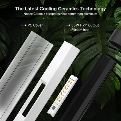 SANSI T10 Standing Grow Lights for Indoor Plants, 55W 144 LEDs Full Spectrum Plant Light Vertical Grow Light, 4.34FT Adjustable Three-Stage, 5 Dimming, Timer 3/6/12h, 4000K, for Wide Coverage Growth