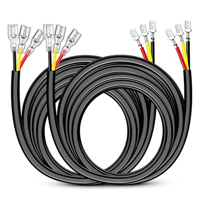 Nilight 2PCS 16AWG 10Feet Wiring Harness Extension for 6Modes Amber White Light Bar Strobe Play and Plug 3-Wires, 2 Years Warranty,Black