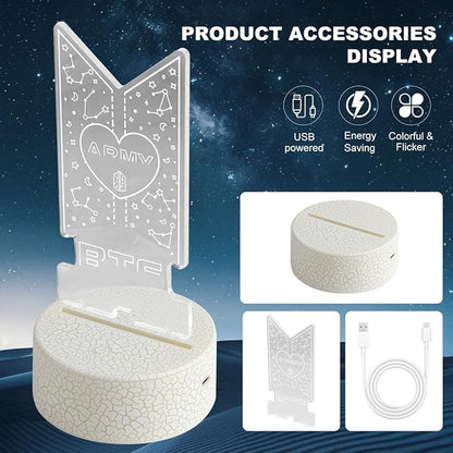Bangtan Boys LED Night Light & 7 Colors Touch Adjustable Night Light Bedroom Decor for Army Fans Gifts
