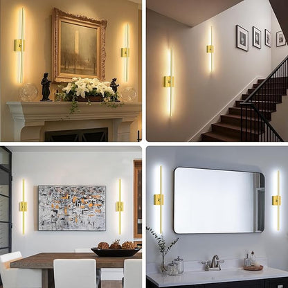 1 Pack Rechargeable Wall Sconce - Gold 10000mAh Battery Operated Wall Sconce with Remote and Touch, 31-inch LED Wireless Wall Light, 360° Rotate 4CCT Wall Scone Decor for TV, Bedroom, Living Room