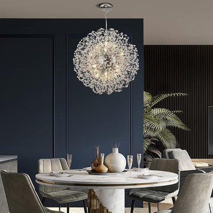 Modern Crystal Chandeliers, 16-Light Large Sputnik Pendant Chandelier for Dining Room, Chrome Firework Chandelier Hanging Light Fixture for Living Room, Foyer