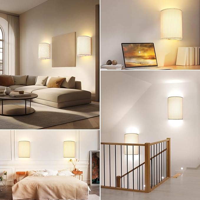 Battery Operated Wall Sconces Set of 2, 5000mAh Rechargeable RGB Wall Lamp with Remote, 3 Colors 10 Levels Brightness Wireless Sconces Wall Decor Set of 2 with Timer for Bedroom Living Room…