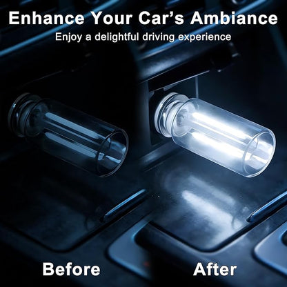 2 Packs USB Light for Car, Touch Dimmable Car Interior Ambient Lights - Portable Mini USB LED Light Bulb, Retro Glass Bottle Night Light for Vehicle, Bedroom, Hallway, Camping (White)