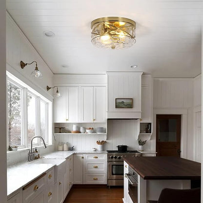 LamQee 2-Light Flush Mount Ceiling Light Farmhouse Kitchen Island Ceiling Light with Bubble Glass Close to Ceiling Light Fixture for Living Room Bedroom Foyer Hallway