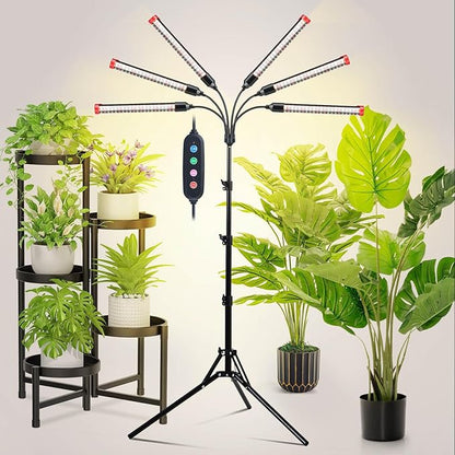 54 Watt Grow Lights for Indoor Plants with Stand, Standing Tall Plant Light, 4,8,12,16,20H Timer, Full Spectrum Bonsai Tree Grow Light, 24"-64" Adjustable Tripod Stand Plant Growing Lamps