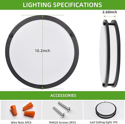 Hlite 24W 10inch LED Flush Mount Ceiling Light, 1800LM Super Bright, 5000K Daylight White, Oil Rubbed Bronze Low Profile Ceiling Light Fixture for Bedroom Kitchen Bathroom Hallway