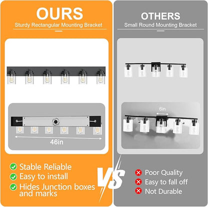 IZORRO Bathroom Vanity Light Fixture, 5-Light 36 Inch Matte Black Bathroom Light Fixtures Over Mirror, with Clear Glass Shade, Modern Farmhouse Vanity Lights, Rustic Restroom Lighting Fixtures