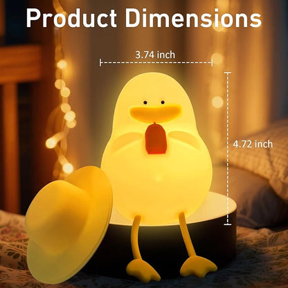 Cute Duck Night Light - 7 Color Squishy Silicone Duck Lamp, Rechargeable Portable Tap Control Duck Light for Bedside Room Decor Gift for Birthday Christmas
