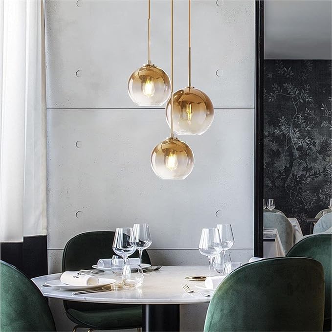 Gradient Color Glass Pendant Light,Modern Glass Hanging Light Chandelier Light (Gold, 20cm)