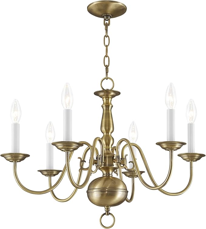 Livex Lighting 5006-01 Williamsburgh 6 Light Antique Brass Chandelier