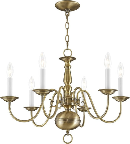 Livex Lighting 5006-01 Williamsburgh 6 Light Antique Brass Chandelier