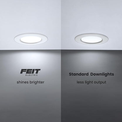 Feit Electric 4" LED Canless Recessed Downlight with Night Light Mode and Integrated J-Box, 75W EQ, Dimmable, 5CCT Selectable White, 90 CRI, 850 Lumens, 45-Year Lifetime, LEDR4XT/HO/NL5CCTCA4, 4 Pack