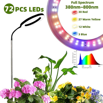 LED Grow Light for Indoor Plants, Full Spectrum led Grow Light,55 inches Adjustable Height,Growing Lamp with Timer,Dimmable Brightness, Ideal for Tall Plants