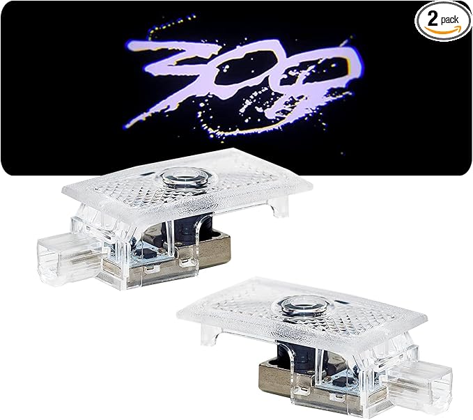 Never Fade Car LED Door Logo Compatible with 300 300C 300S 2005-2022 Projector Ghost Shadow Light, for 300 Accessories Door Light Logo LED Laser Car Courtesy Step Light HD (White)