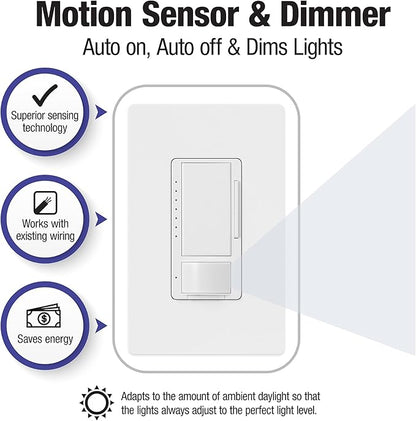 Lutron Maestro LED+ Motion Sensor/Dimmer Switch | 150W LED | Single Pole/Multi-Location | MSCL-OP153M-HT | Hot