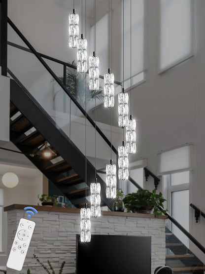 ykolupty Modern Chandelier 10-Lights Black Chandelier Lighting Fixture High Ceiling Chandelier Suitable for Living Room Staircase Villa, TP3030-10H