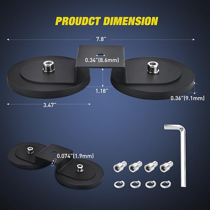 Nilight 2PCS Magnetic Base Light Bar Mounts Universal Fit Strong Sucker Holder W/Rubber Boot for LED Pod Work Lights Auxiliary Driving Lamp on Roof Hood of Off Road Truck SUV Tractor Golf Cart Boats