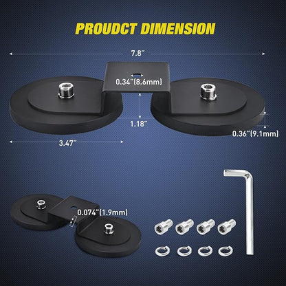Nilight 2PCS Magnetic Base Light Bar Mounts Universal Fit Strong Sucker Holder W/Rubber Boot for LED Pod Work Lights Auxiliary Driving Lamp on Roof Hood of Off Road Truck SUV Tractor Golf Cart Boats