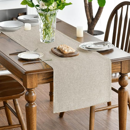 Artoid Mode Light Brown Table Runner, Seasonal Fall Washable Kitchen Dining Table Decoration for Home Party Decor 13x108 Inch