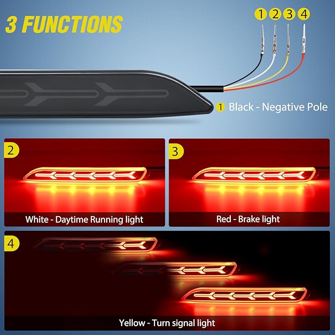 Nilight Rear Bumper Tail Light Compatible with 2006 2007 2008 2009 2010 2011 2012 2013 2014 Toyota Camry Smoke Lens LED Reflector Bumper Lamps Brake Turn Signal Sequential Flashing Driving Taillights