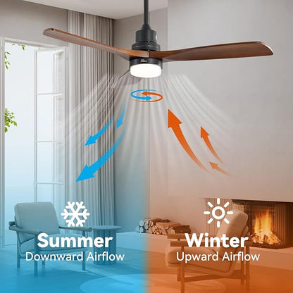 Sofucor Smart Ceiling Fan, 52" Low Profile Ceiling Fans with Lights and Remote, Compatible with Alexa/Google/App, 3-Color Light 6-Speed DC Motor Reversible Timer for Bedroom Living Room Patio Outdoor