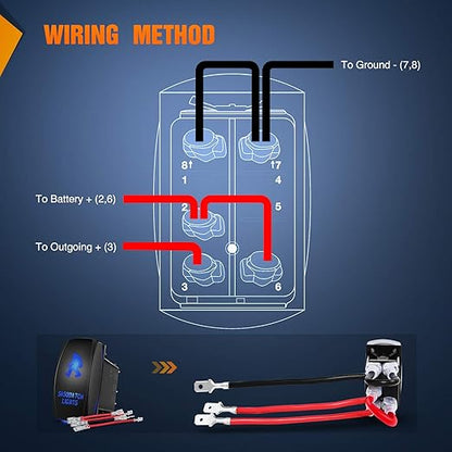Nilight Sasquatch Lights Rocker Switch 5Pin Laser On/Off LED Light 20A/12V 10A/24V Switch Jumper Wires Set for Jeep Boat Trucks