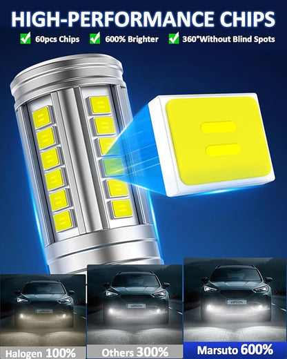Marsauto 9006 HB4 Fog Light Bulbs, 12,000LM 1:1Size Real 360° Illumination HB4 Led Fog Light Bulbs, 6500K White Strong Penetration, Upgraded LED Chips HB4 Fog Lights Led, Accessory Light Kits