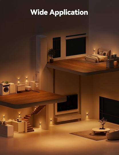 Brightown 2 Pack Black White Night Lights Plug into Wall, Modern Night Light with Rotating Plug, Dusk to Dawn Sensor, 0-100LM Stepless Dimming Aora Night Light for Hallway Bedroom Bathroom,Amber