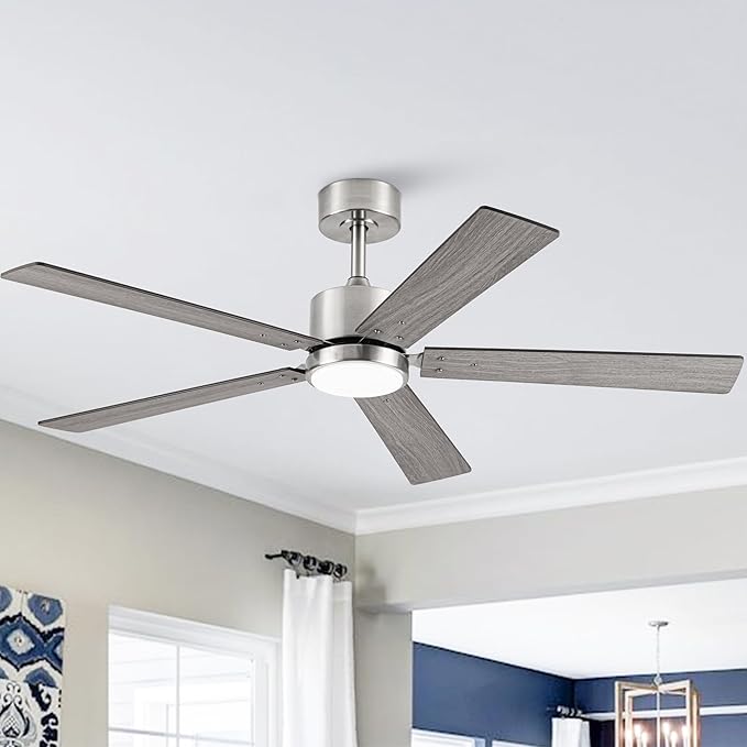 Ceiling Fans with Lights and Remote 52 Inch Modern Ceiling Fan with Quiet Reversible DC Motor Timer Black Ceiling Fan for Bedroom Living Room Dining Room Easy Installation