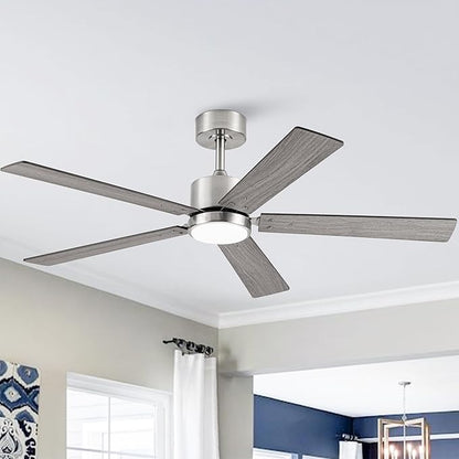 Ceiling Fans with Lights and Remote 52 Inch Modern Ceiling Fan with Quiet Reversible DC Motor Timer Black Ceiling Fan for Bedroom Living Room Dining Room Easy Installation