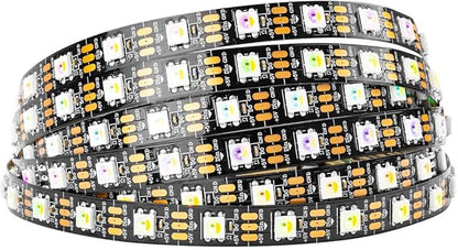BTF-LIGHTING RGBW RGB+Cool White SK6812 (Similar WS2812B) 4 Colors in 1 LED Strip Individually Addressable 16.4ft 60Pixel/m 300LED Light Dream Color IP30 DC5V Black PCB (No Adapter or Controller)