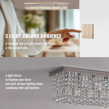 Modern Crystal Chandelier,13-Light Chandelier for Dining Room,K9 Crystal Rectangle Chandeliers,59-inch Adjustable Hanging Pendant Light Fixture Kitchen Island Bar Bedroom