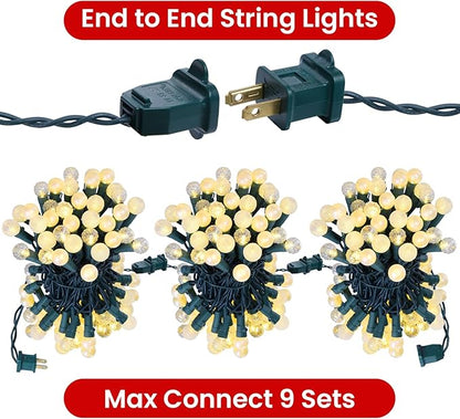 300 LED Christmas Tree Lights 100FT Globe String Lights UL Listed G15 Snow Glass Bulbs Fairy Lights Plug in Christmas Lights for Bedroom Xmas Tree Patio Party Garden Wedding Soft Warm White