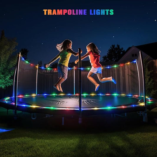 JMEXSUSS Trampoline Accessories 200 LED Trampoline Lights, 66ft IP 65 Waterproof Solar Rope Lights Outdoor, 8 Modes Solar Patio Light for Fence Garden Yard Backyard Tree Slide (Multicolor)