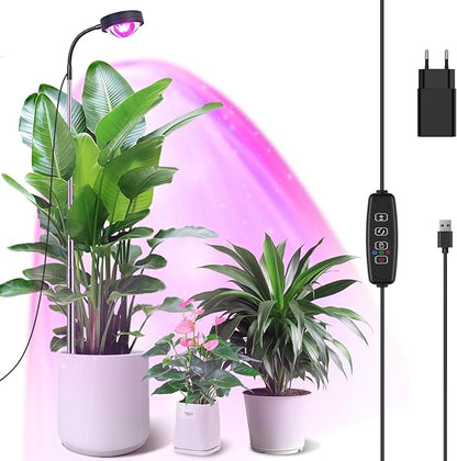 2026 Upgrade Plant Grow Light, Full Spectrum LED Growing Light for Indoor Plants with Optical Lens, Sunset Grow Lamp with 360°Gooseneck, 63in Height Adjustable, 3/9/12H Timer, 3 Color, 10 Brightness