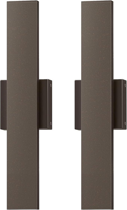 EDISHINE 2 Pack LED Outdoor Wall Lights Dimmable, 15.7" Rectangular Modern Exterior Wall Light, 3CCT, Iron & PC, IP65 Waterproof Outdoor Wall Sconce for Patio, Corridor, Oil Rubbed Bronze