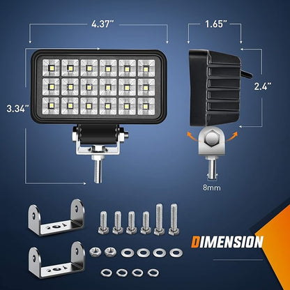 Nilight 4.4 Inch Square Utility LED Work Light W/Integrated Toggle Switch, 2PCS 36W 150° Flood Lamp for Offroad Heavy Equipment Vehicles Truck Tractor Golf Cart Boat ATV UTV
