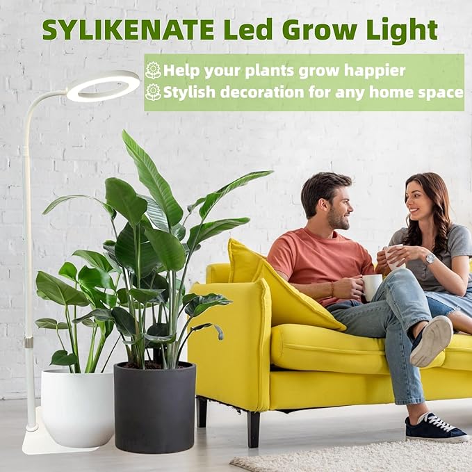 LED Grow Light for Indoor Plants, Full Spectrum led Grow Light,35 inches Adjustable Height,Growing Lamp with Timer,Dimmable Brightness,Ideal for Tall Plants