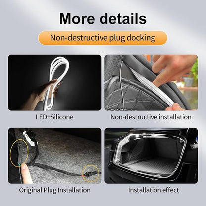 Trunk LED Light Strip for Tesla Model 3 2024 2025 2026 - Waterproof & Easy Installation Interior Lighting Bar with Flexible Silicone, Trunk Ambient Lighting Accessories (DC 15V, Cool White)