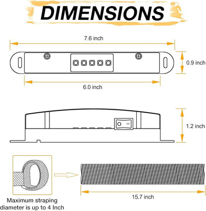 UTV Dome Light Upgraded Universal Roll Bar Mount LED Interior Light Utility Roll Cage Lights Wraparound Roll Bar LED Dome Light for ATV RZR UTV Off road Pick up Trucks Polaris Marine